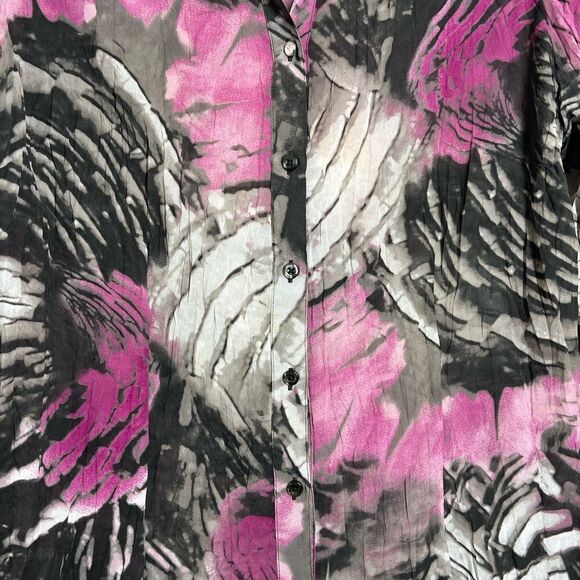 Raven Chiffon Button-Up Blouse Size L Floral Print - Picture 3 of 9